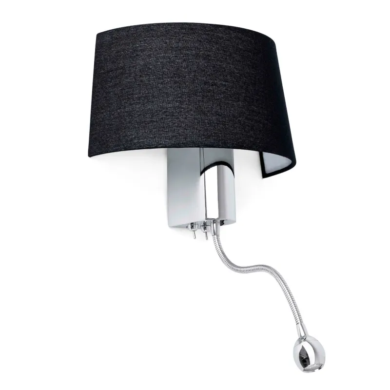 HOTEL Lampe applique noir avec lecteur