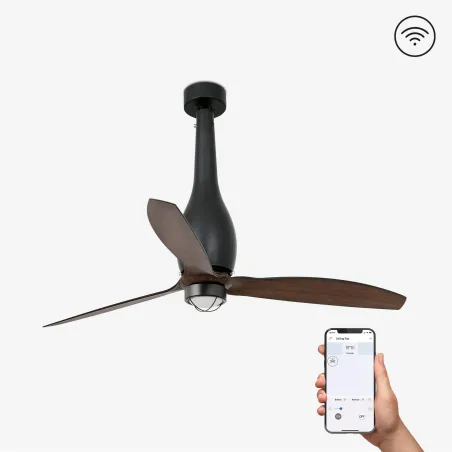 ETERFAN M LED Ventilateur noir mat/bois DC SMART