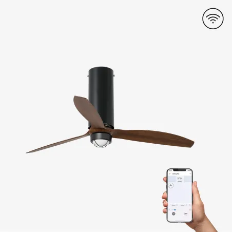 TUBE FAN M LED Ventilateur noir mat/bois DC SMART