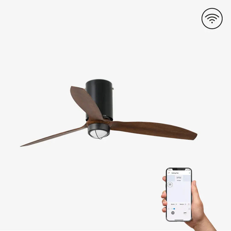 MINI TUBE FAN M LED Ventilateur noir/bois mat DC SMART