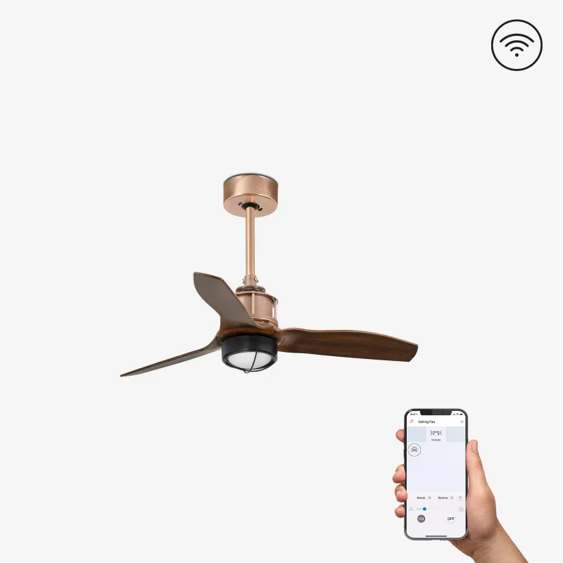 JUST FAN XS LED Ventilateur cuivre/bois 81cm SMART