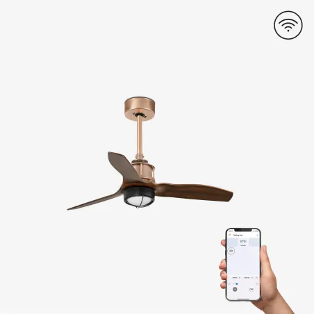 JUST FAN XS LED Ventilateur cuivre/bois 81cm SMART