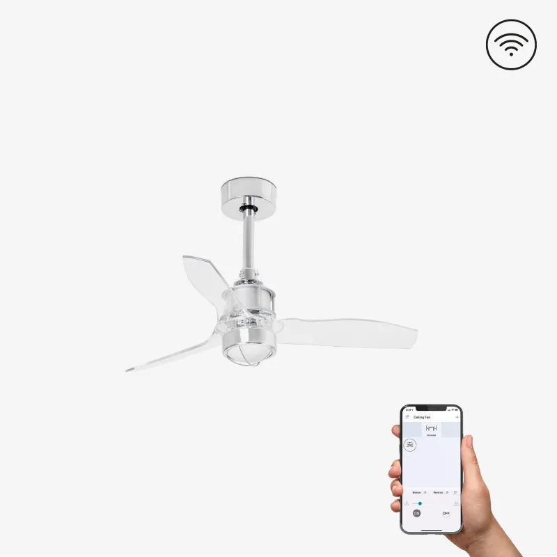 JUST FAN XS LED Ventilateur chrome/transparent 81cm SMART