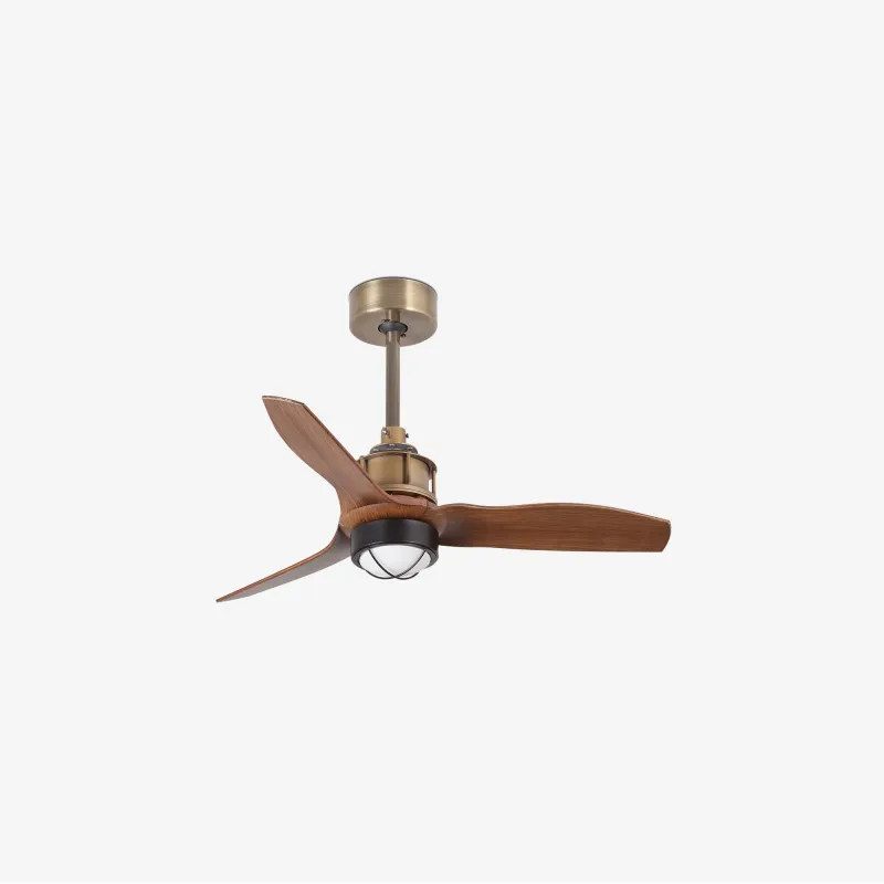 JUST FAN XS LED Ventilateur or vieilli/bois 81cm