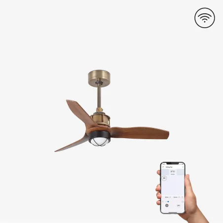 JUST FAN XS LED Ventilateur or vieilli/bois 81cm SMART