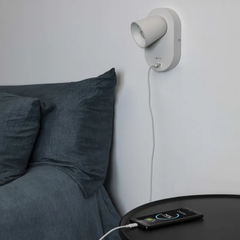 CORB Lampe applique blanc GU10+USB