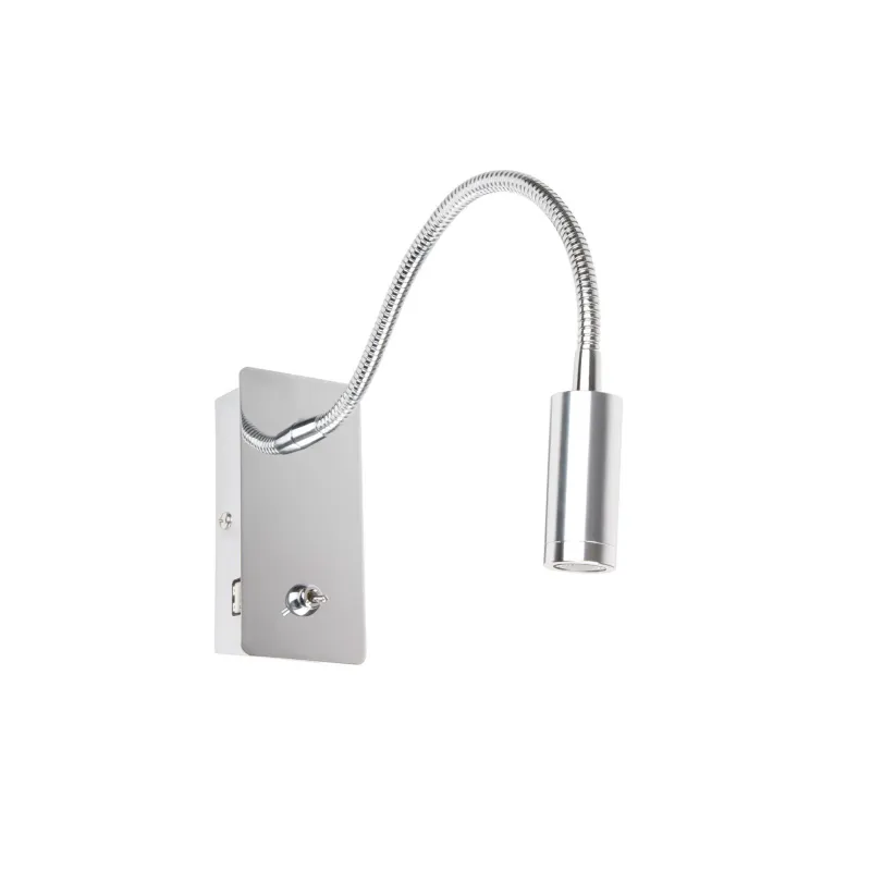 JULIET Lampe applique lecteur chrome avec USB