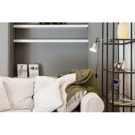 STUDIO Lampe avec pince chrome et blanche