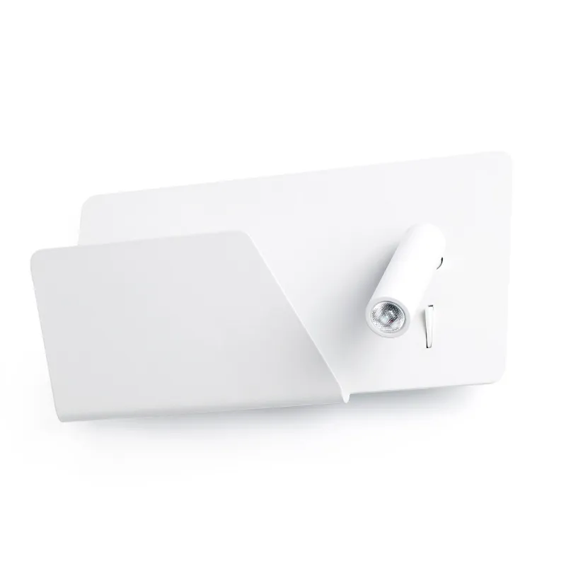 SUAU USB Lampe applique blanche avec lecteur gauche