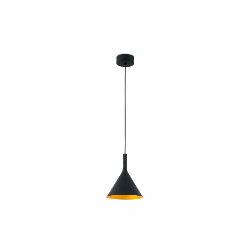 PAM 165 Lampe suspension noir et or