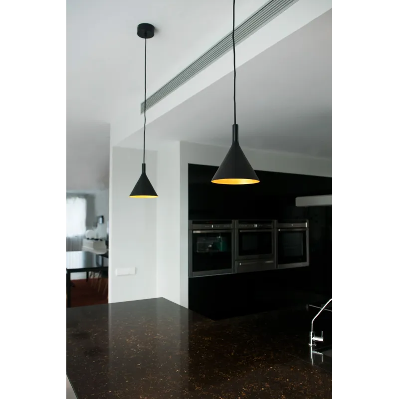 PAM 165 Lampe suspension noir et or