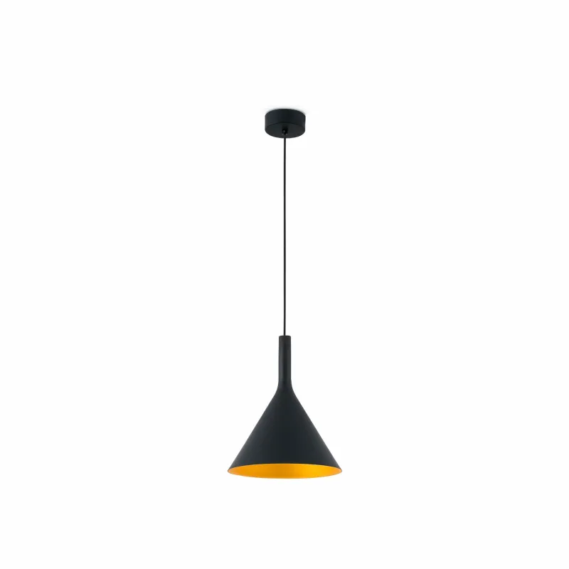 PAM 250 Lampe suspension noir et or