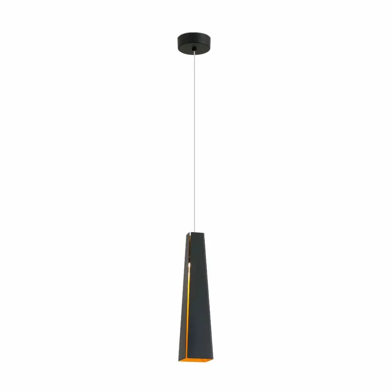 PLUMA Lampe suspension noir et or