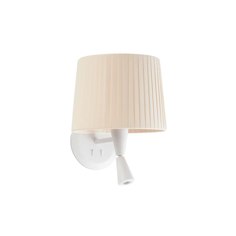 SAMBA Lampe applique avec lecteur blanc/enrubanné beige