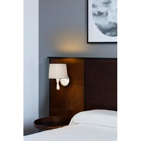 SAMBA Lampe applique avec lecteur blanc/enrubanné beige