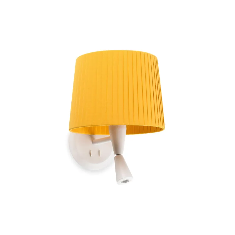SAMBA Lampe applique avec lecteur blanc/enrubanné jaune