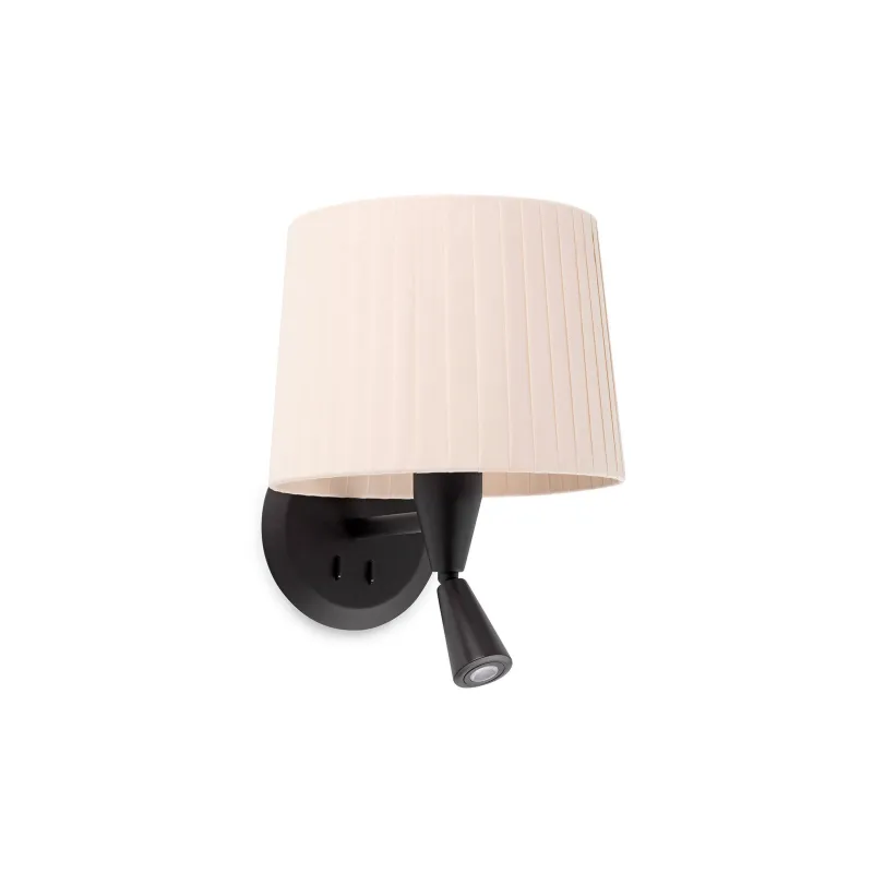 SAMBA Lampe applique avec lecteur noire/enrubanné beige