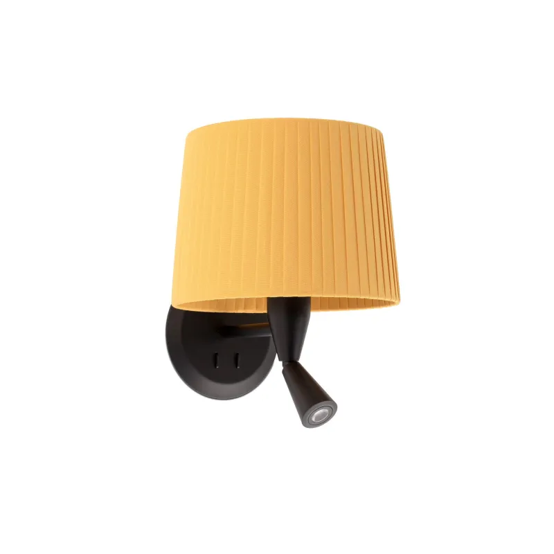SAMBA Lampe applique avec lecteur noire/enrubanné jaune