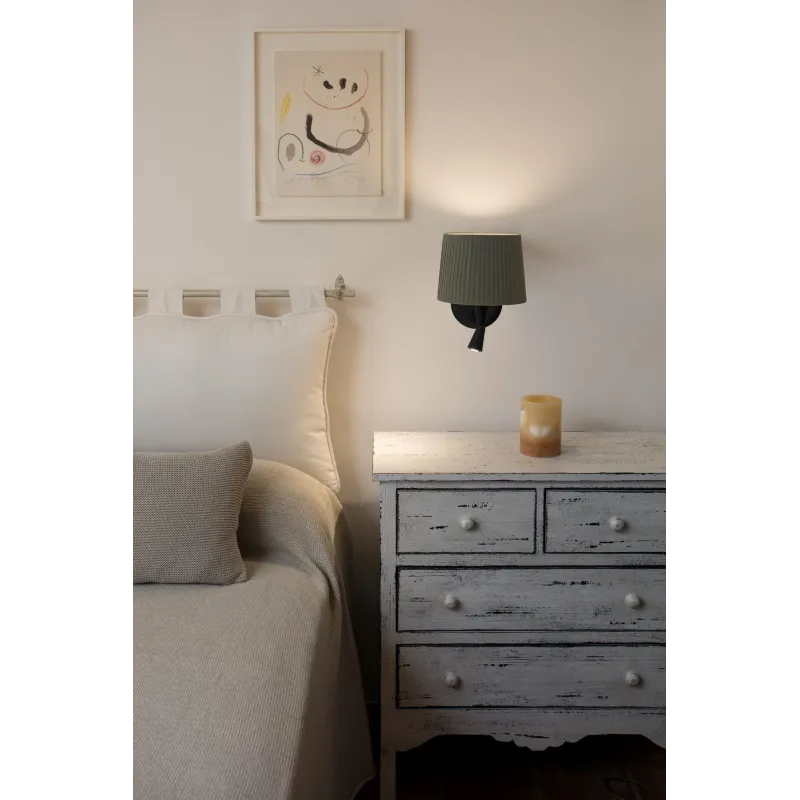 SAMBA Lampe applique avec lecteur noire/enrubanné vert