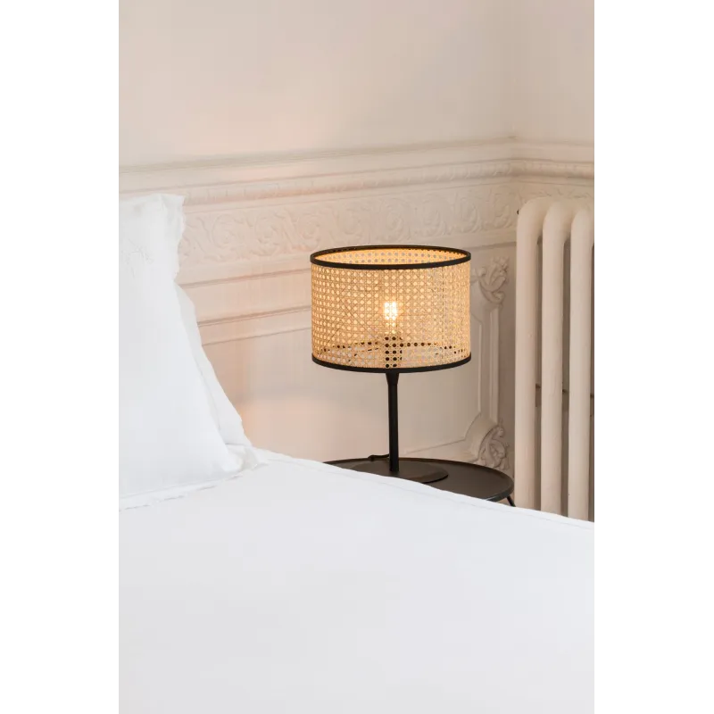 MAMBO Lampe de table noire/rotin