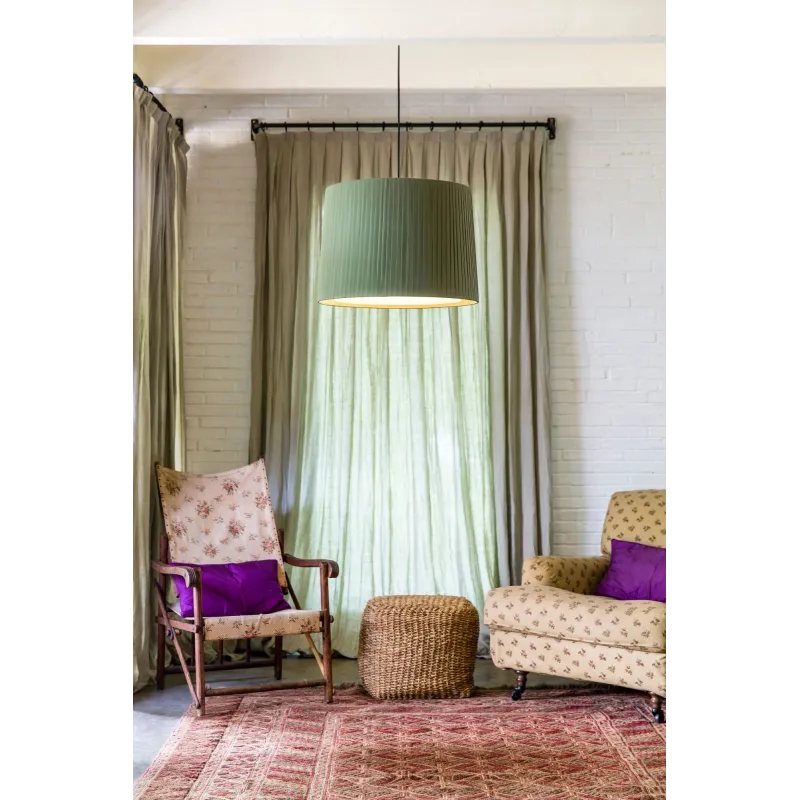 SAMBA Lampe suspension noir/enrubanné vert ø450