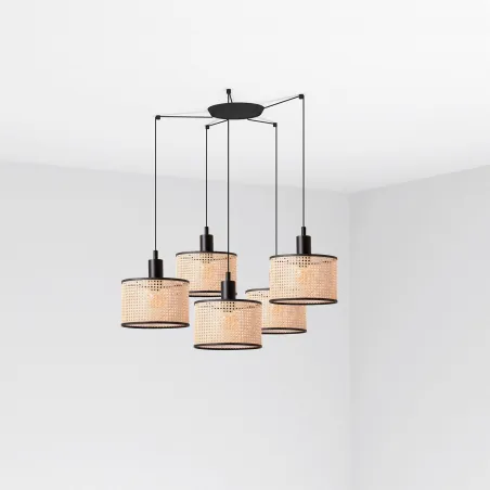 MAMBO 210 5L Lampe suspension noir/rotin