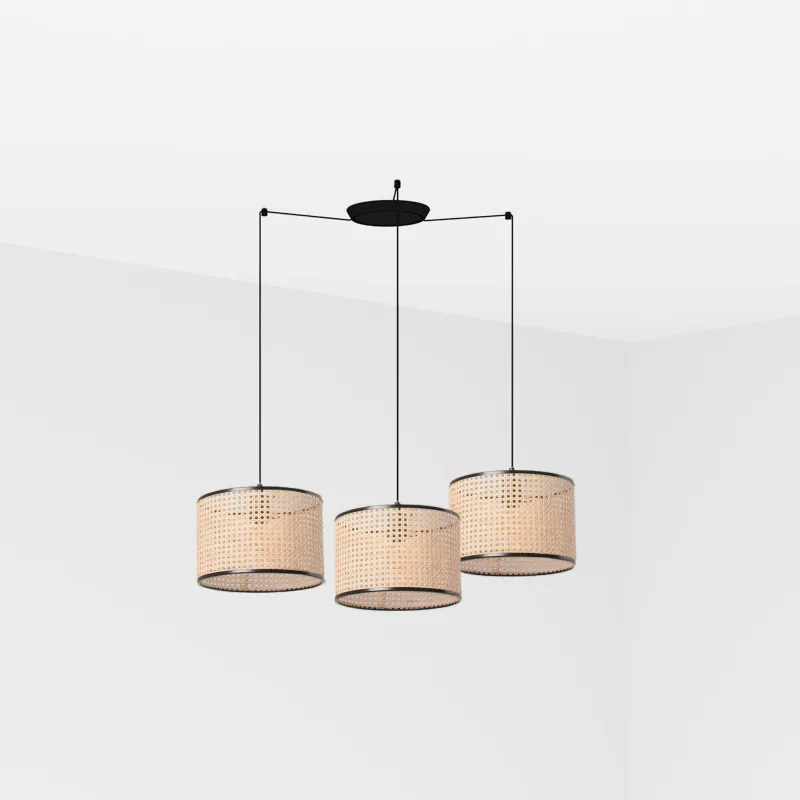 MAMBO 320 3L Lampe suspension noir/rotin