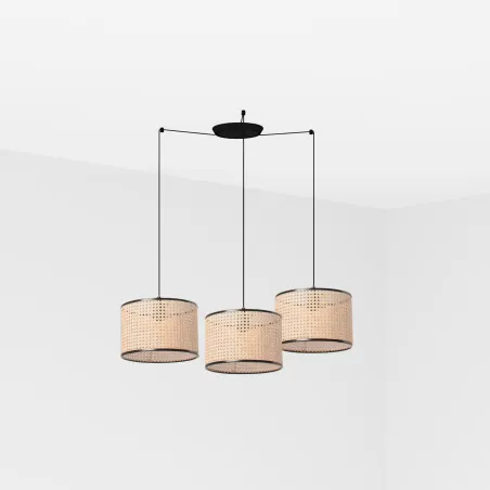 MAMBO 320 3L Lampe suspension noir/rotin