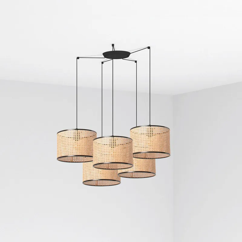 MAMBO 320 5L Lampe suspension noir/rotin