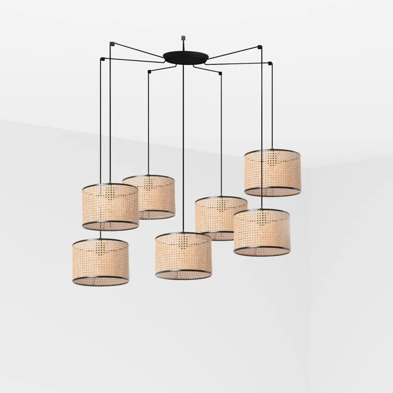 MAMBO 320 7L Lampe suspension noir/rotin