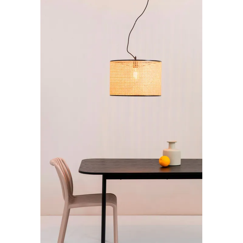 MAMBO Lampe suspension noir/rotin