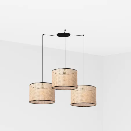 MAMBO 450 3L Lampe suspension noir/rotin
