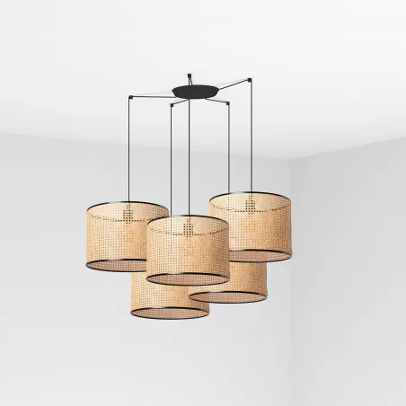 MAMBO 450 5L Lampe suspension noir/rotin