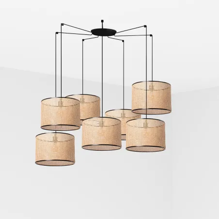 MAMBO 450 7L Lampe suspension noir/rotin