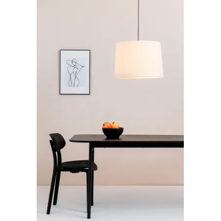 SAMBA Lampe suspension simple noir/enrubanné beige