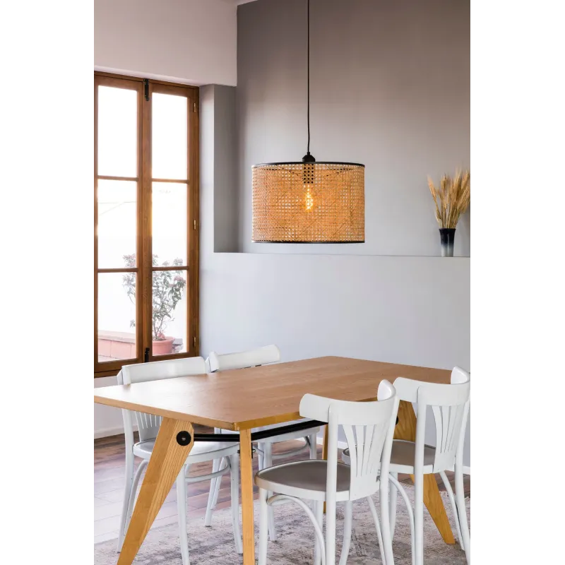 MAMBO 450 Lampe suspension simple noir/rotin