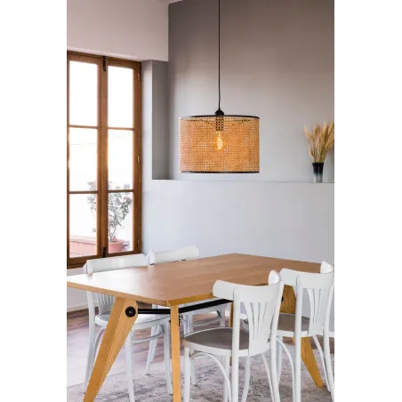 MAMBO 450 Lampe suspension simple noir/rotin