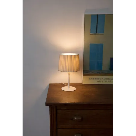 SAMBA S Mini lampe de table blanc/enrubanné beige