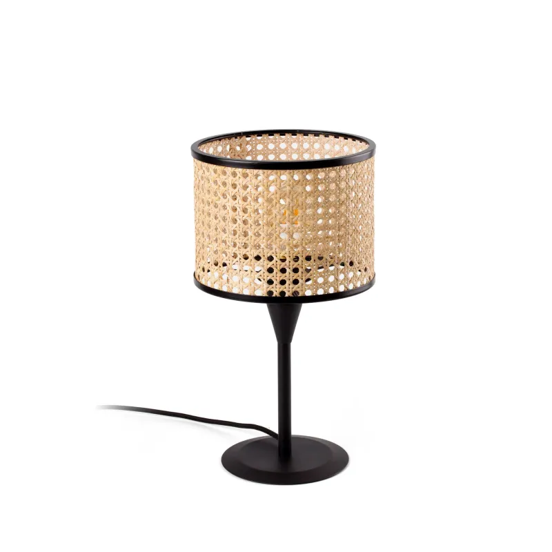 MAMBO S Lampe de table noire/rotin