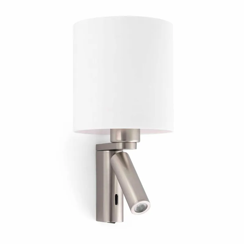 ROB SHADE Lampe applique nickel mat avec lecteur