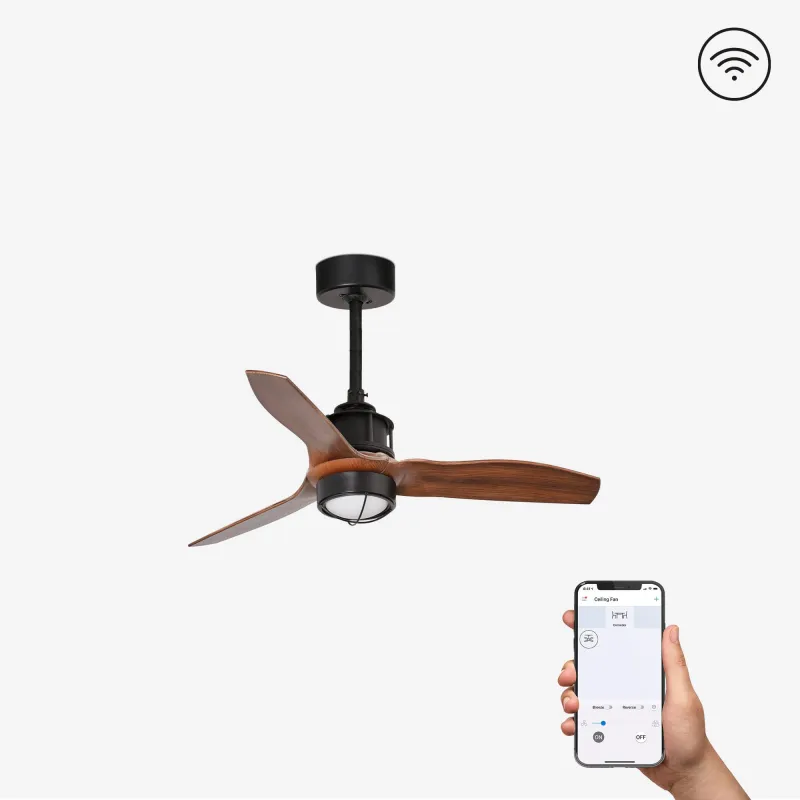 JUST FAN XS LED Ventilateur noir/bois 81cm SMART