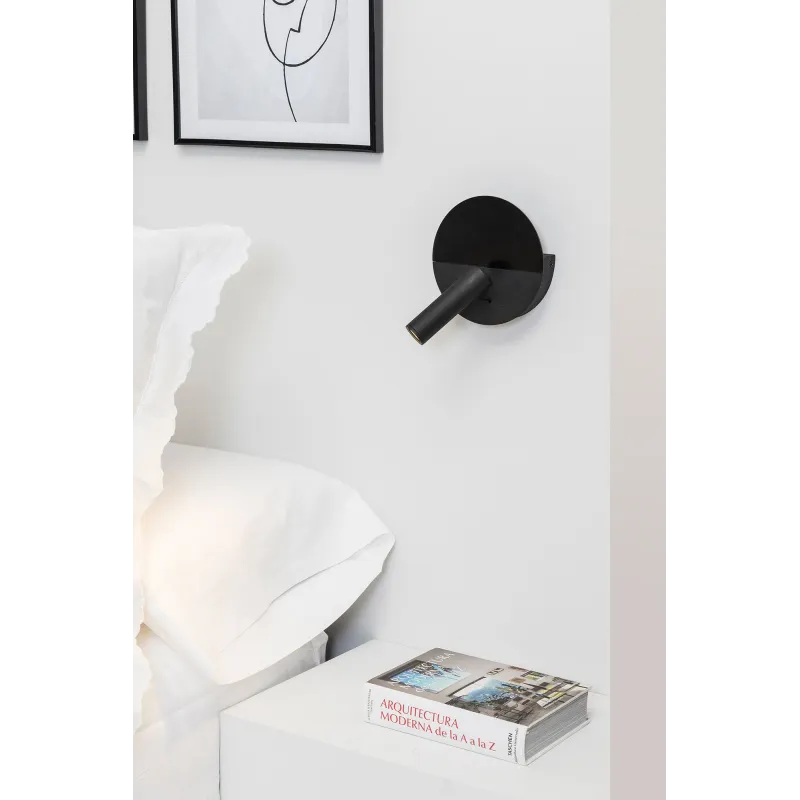 DUAS Lampe applique lecteur noir avec USB