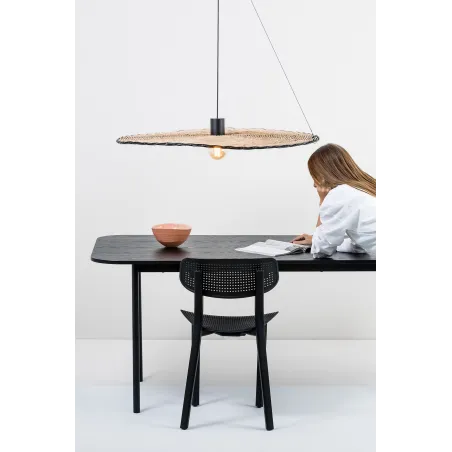COSTAS 1000 Lampe suspension noire/rotin