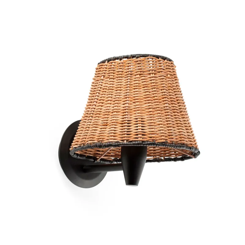 SUMBA Lampe applique noire/rotin