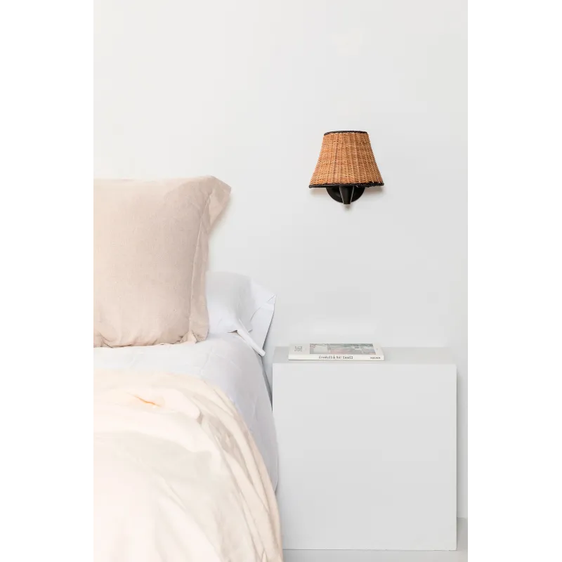 SUMBA Lampe applique noire/rotin