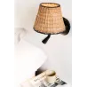 SUMBA Lampe applique noire/rotin avec lecteur
