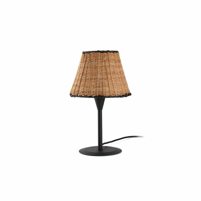 SUMBA S Mini lampe de table noire/rotin