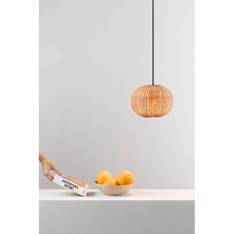 HAKA 250 Lampe suspension noire/rotin