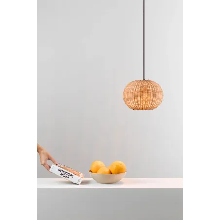 HAKA 250 Lampe suspension noire/rotin