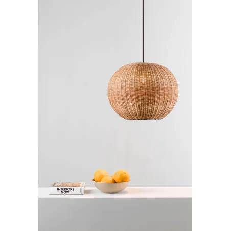 HAKA 300 Lampe suspension noire/rotin